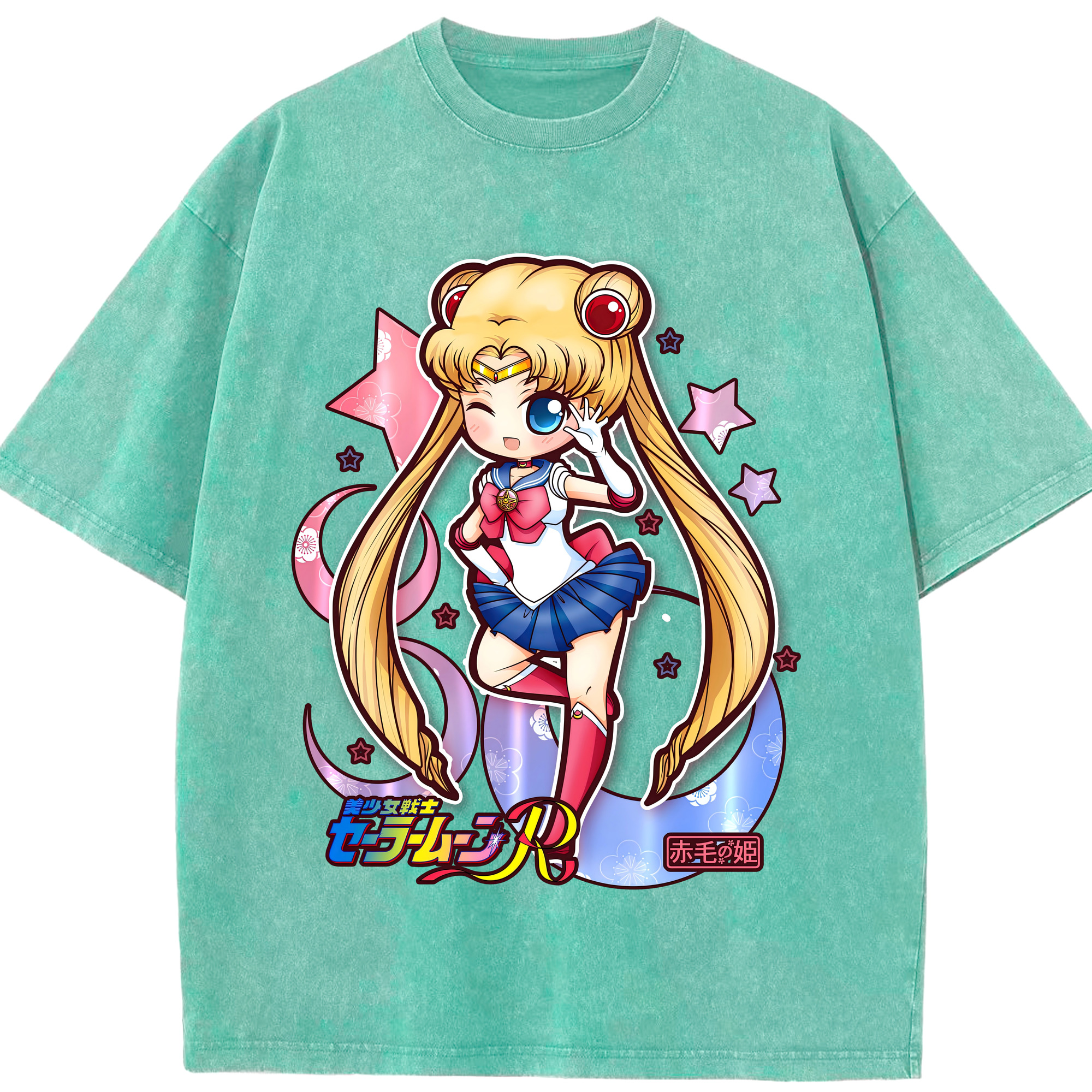 （画像用） 美少女戦士セーラームーン 月野 うさぎ つきの うさぎ Sailor Moon Tsukino Usagi 綿100% ヴィンテージ風 半袖Tシャツ（フロントプリント）
